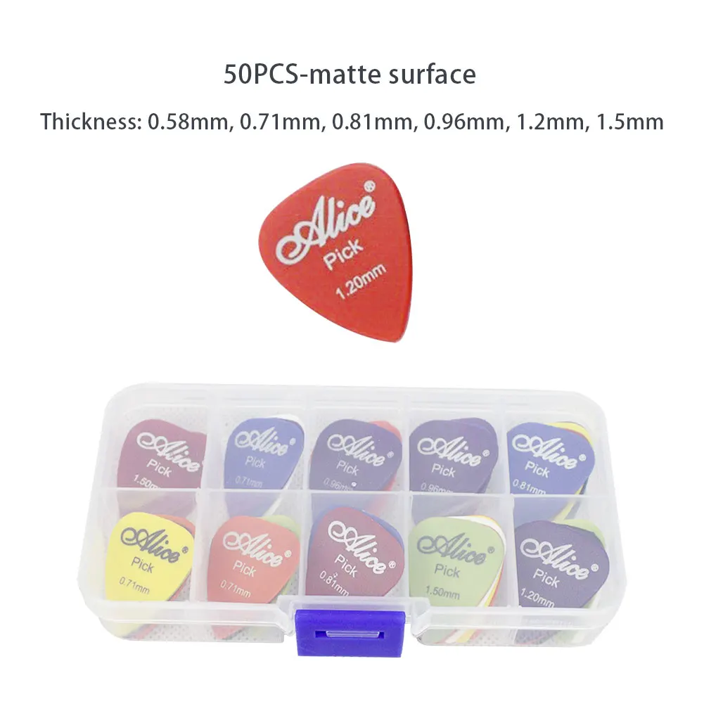 

50 шт., профессиональные медиаторы для гитары, 0,58 мм, 0,71 мм, 0,81 мм, 0,96 мм, 1,2 мм