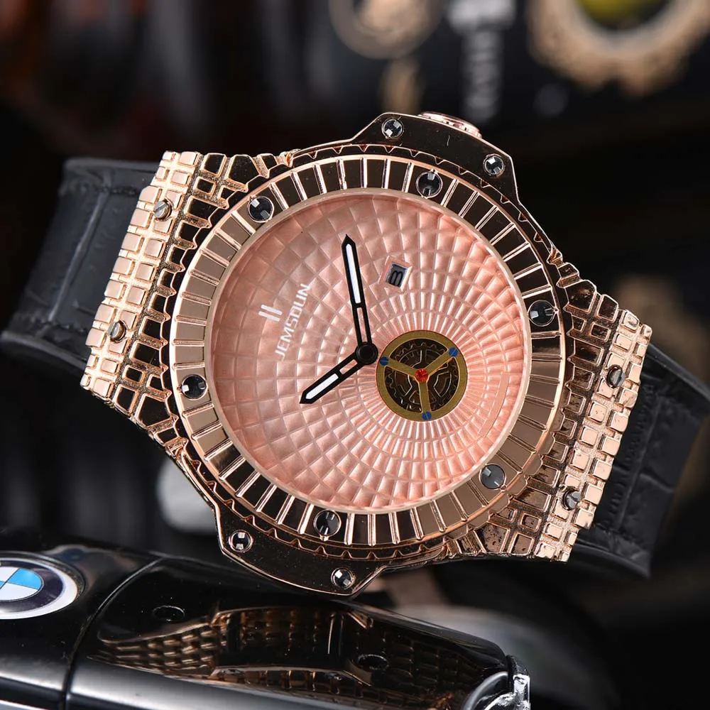 

Hip Hop Original Brand Mens Watches Luxury With Full Rose Diamond Fashion Quartz Watch Business Automatic Date AAA Male Clocks