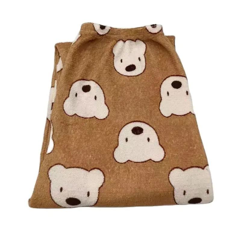 

Зимние женские плюшевые пижама брюки теплые домашние брюки свободные удобные с эластичным поясом милые Мультяшные