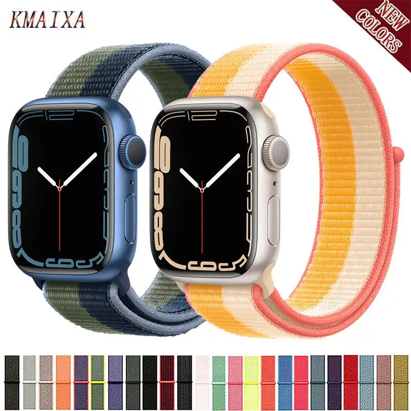 

Ремешок нейлоновый для Apple watch band 44 мм 40 мм 45 мм 41 мм 42 мм 38 мм 44, аксессуары для браслета iWatch 3 4 5 6 se 7