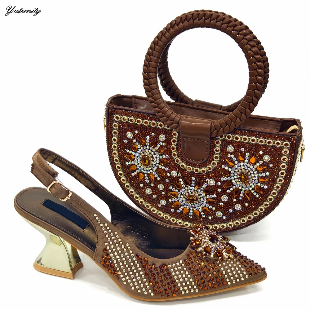 Лидер продаж женские сандалии со стразами комплект обуви и сумочки для