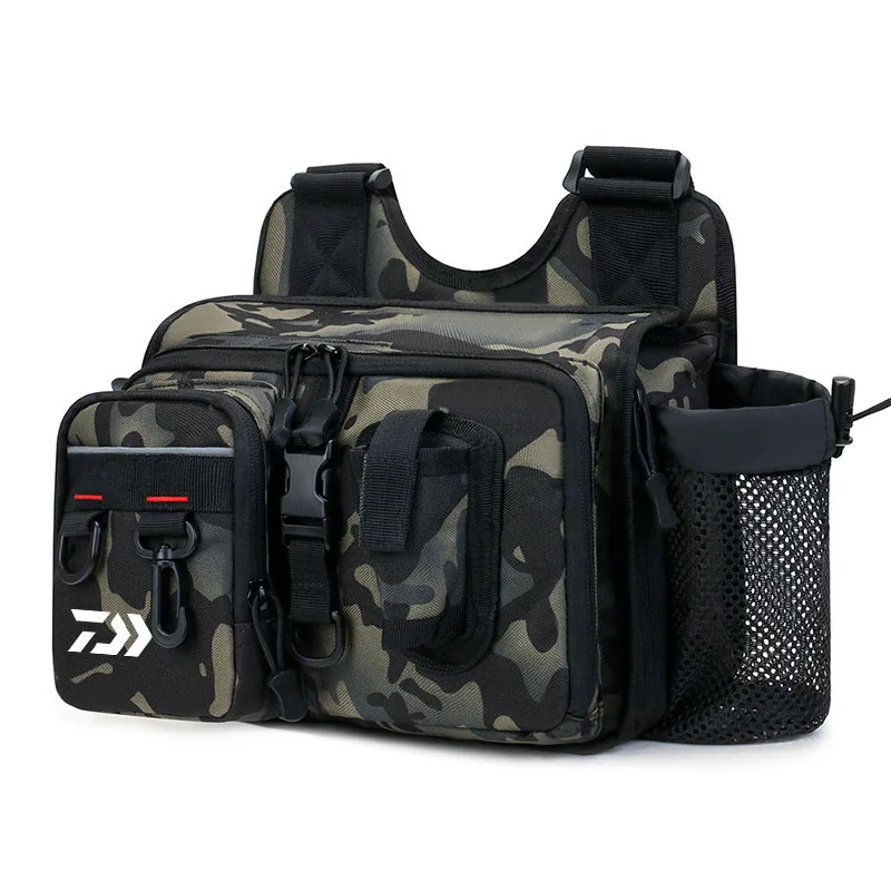 

Multifunctional Fishing Tackle Bags Camouflage Shoulder Crossbody Bag Waterproof Waist Pack Storage Large Capacity Fishing Bags
