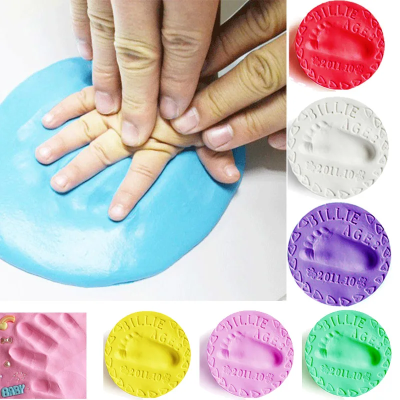 

Baby footprint ultra light stereo Baby Care Air Drying Soft Clay Baby hand foot Imprint Kit Casting DIY Toys paw print pad 30g