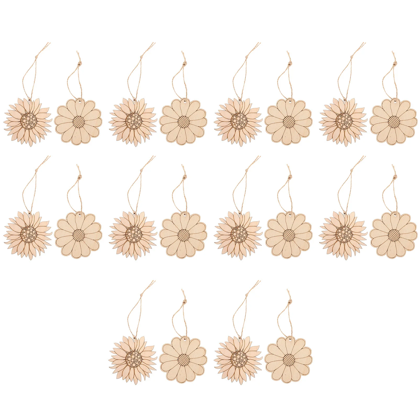 

20 Pcs Sunflower Wood Chips Decorative Wooden Pendants DIY Crafts Children Supplies Tags Shape Slices Graffiti Gift