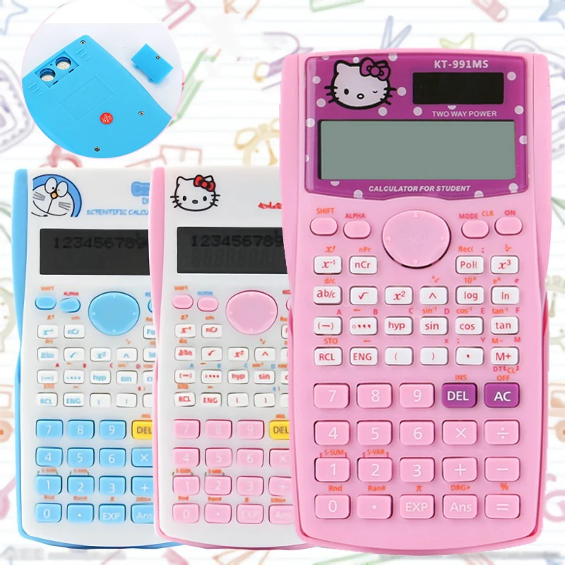 Hello Kitty Electronic Calculator Portable Student Scientific Function Calculator Home Office School Calculating Tool Girl Gifts