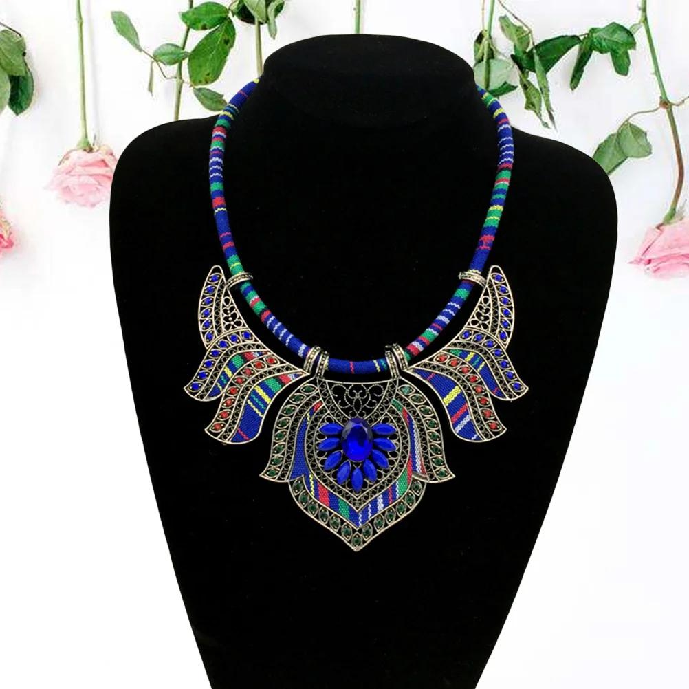 

Bohemian Bib Necklace Multicolor Statement Pendant Rhinestone Pendant Choker for Ladies Wedding Birthday Party ( Ethnic New