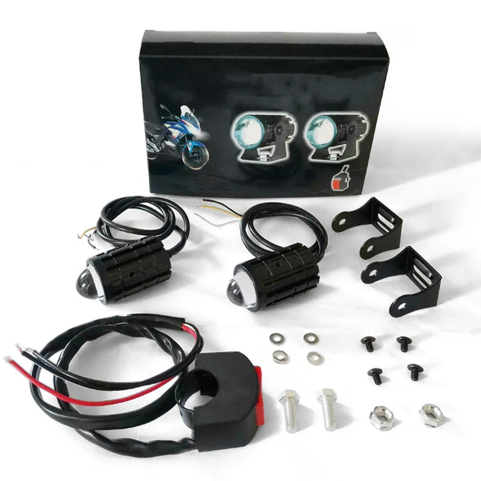 

Мотоциклетные светодиодные фары, модифицированные с парой белых и желтых универсальных высококачественных светодиодов мощностью 20 Вт.