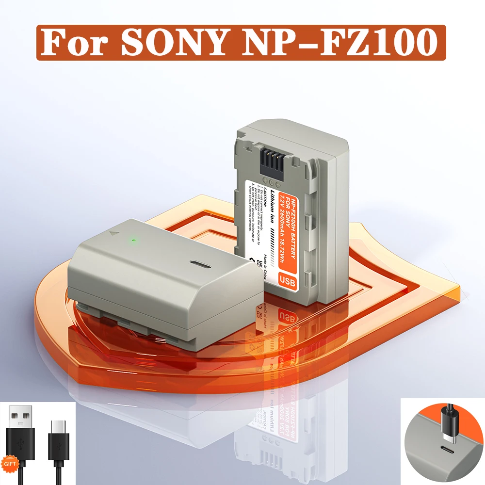 2600 мАч NPFZ100 NP FZ100 NP-FZ100 аккумулятор USB-C перезаряжаемый для камеры Sony A7MII A7C A7S3 A6600 A9M2
