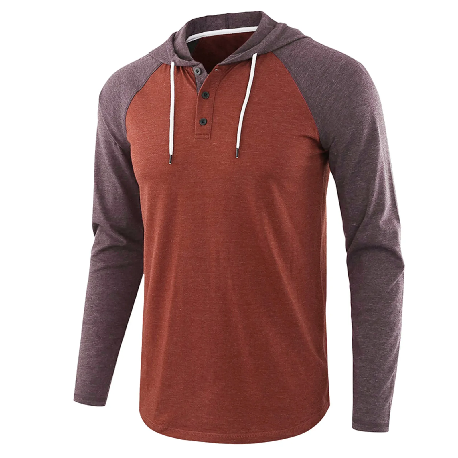 

Mens Fashion Casual Color Matching Raglan Sleeves Drawstring Hoodie Long Sleeve T Shirt Top Blouse Mens Long Sleeve T Shirt