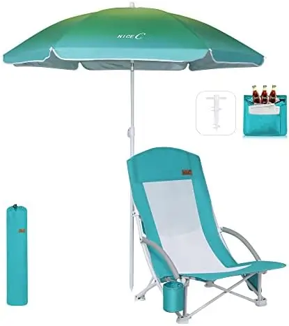 

Стул, пляжные стулья для взрослых с зонтиком и кулером, с высокой спинкой, подстаканником, сумкой для переноски, сверхпрочный компактный уличный, для рыбалки