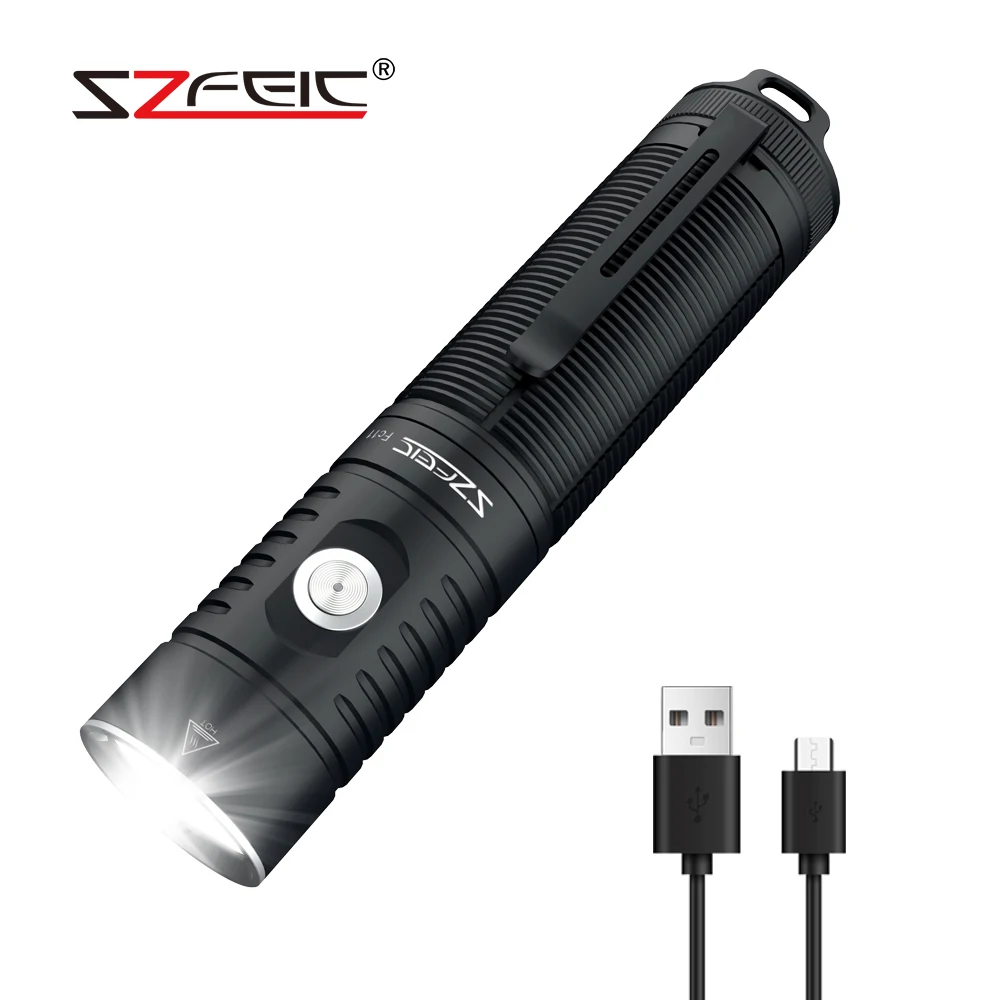 

SZFEIC 5 Modes Portable EDC USB C Rechargeable LED Pocket Flashlights IP68 Waterproof 5000mAh 1100 Lumens Powerful Torches Light