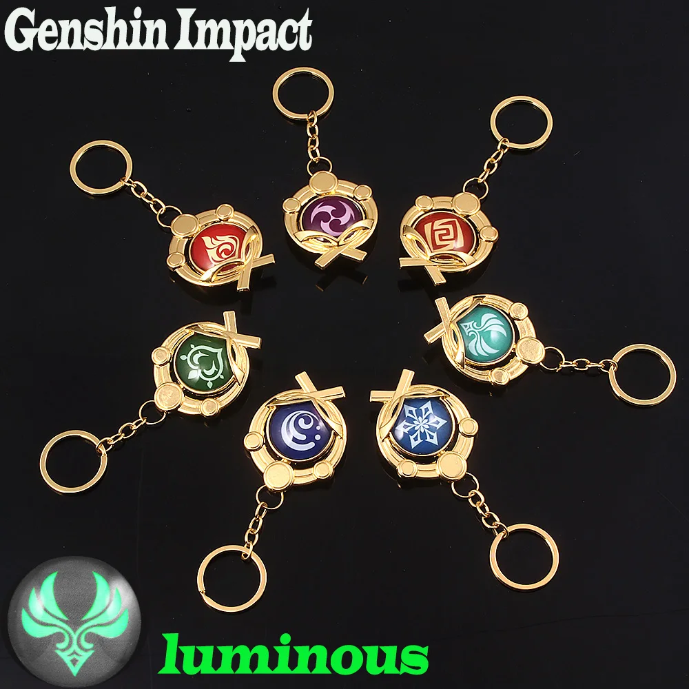 

Genshin Impact Anime Keychain Luminous Elements Toys for Boys Cute Accessories Car Key Pendants Fashion Book Rings Gifts