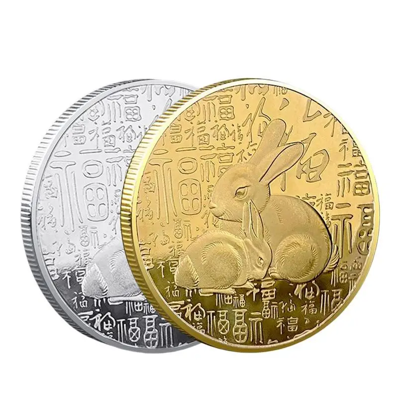 

2023 Year Of The Rabbit Commemorative Coin Chinese Zodiac Souvenir Coins Lunar Calendar Collection Art Collectible Craft Gift