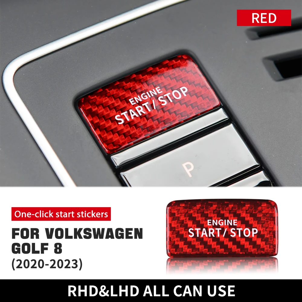 

Твердое сухое углеродное волокно для Volkswagen VW Golf 8 MK8 2020 2021 2022 2023 Наклейка на кнопку запуска и остановки двигателя автомобиля Внутренняя отделка
