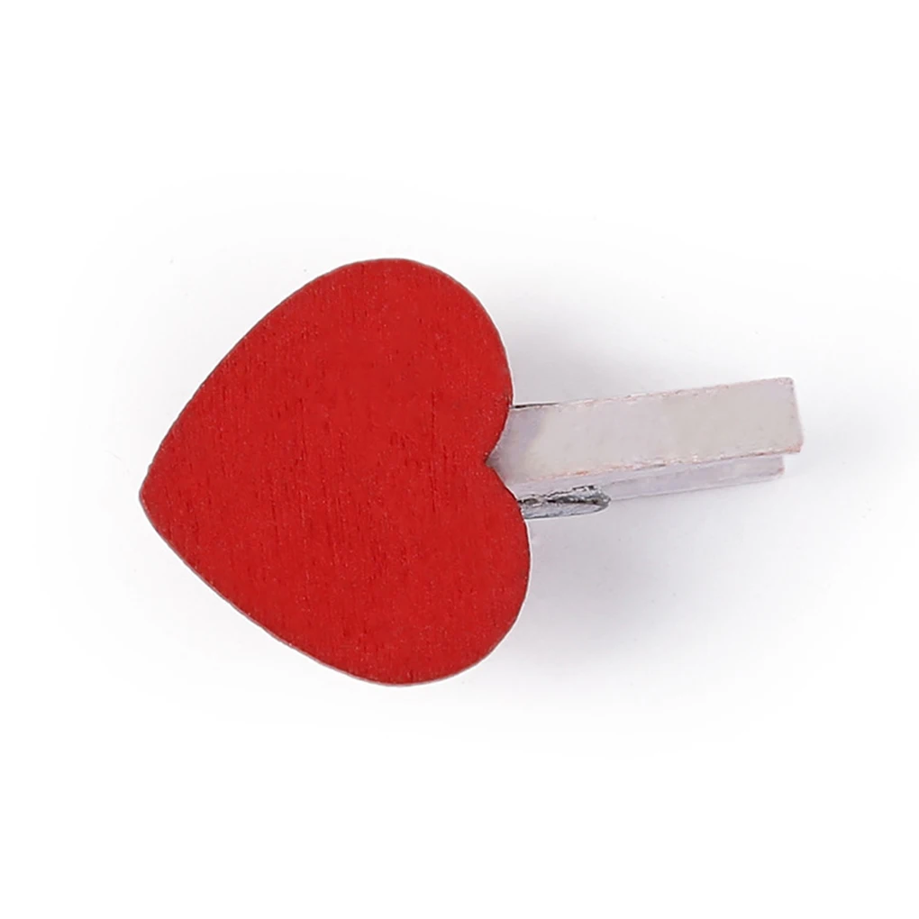 

30Pcs Heart Love Wooden Peg Clips Durable Clothespins Photo Household