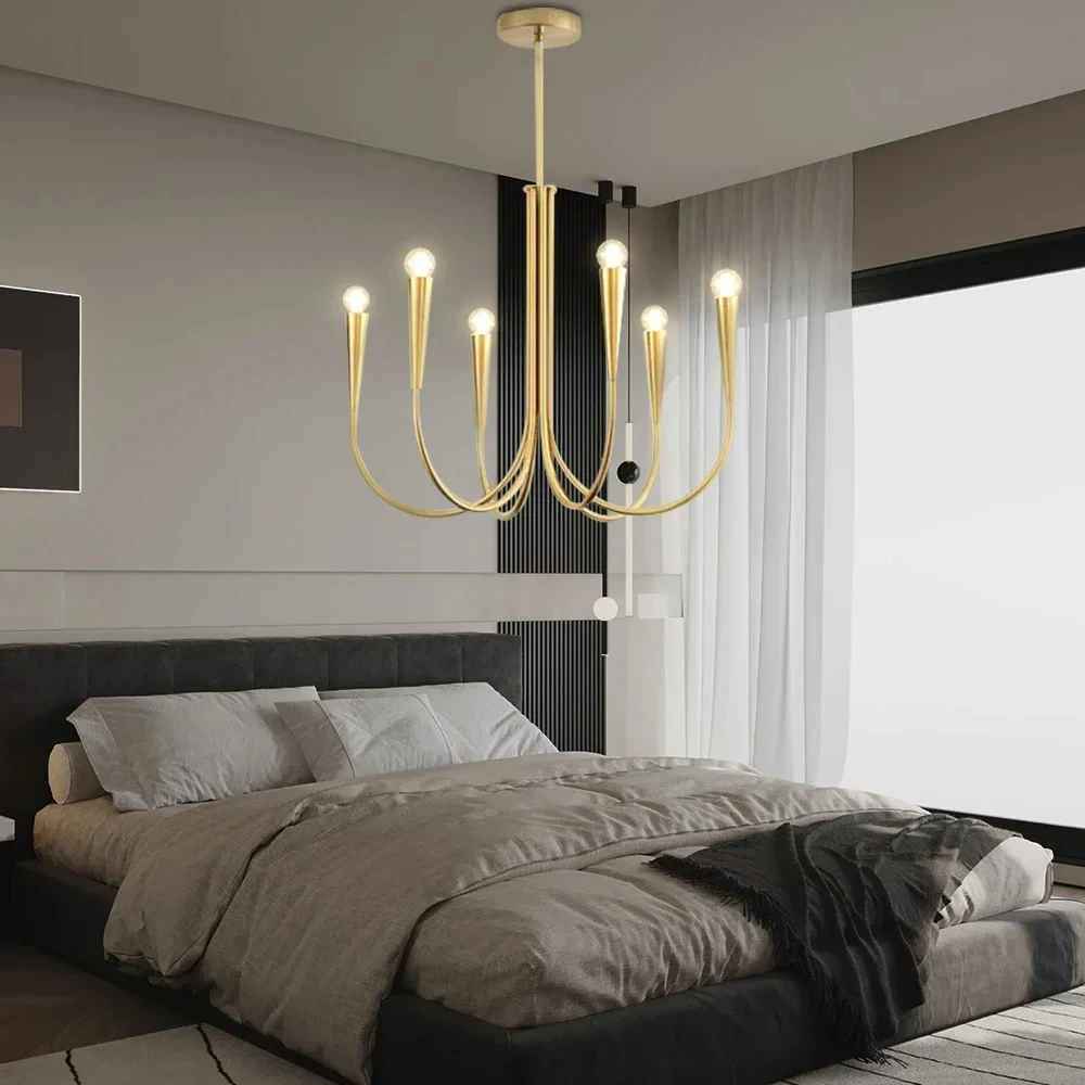 Медная светодиодная люстра BUYBAY для столовой гостиной Золотая роскошная