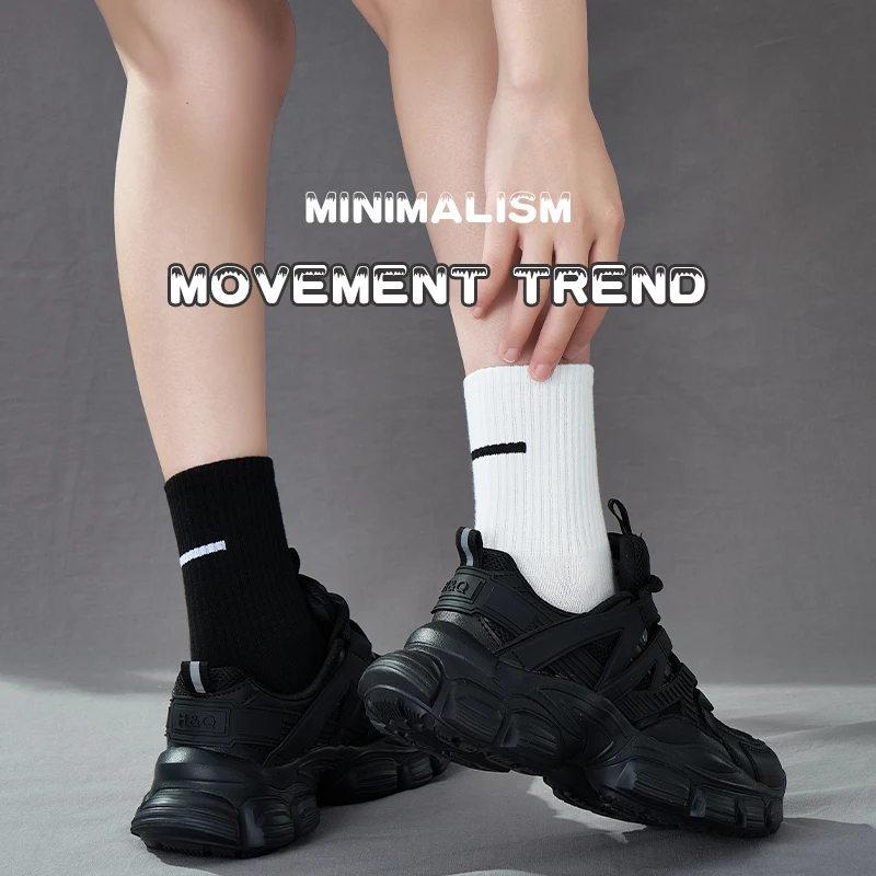 Однотонные мужские и женские носки Kuuk черно-белые на весну осень простые