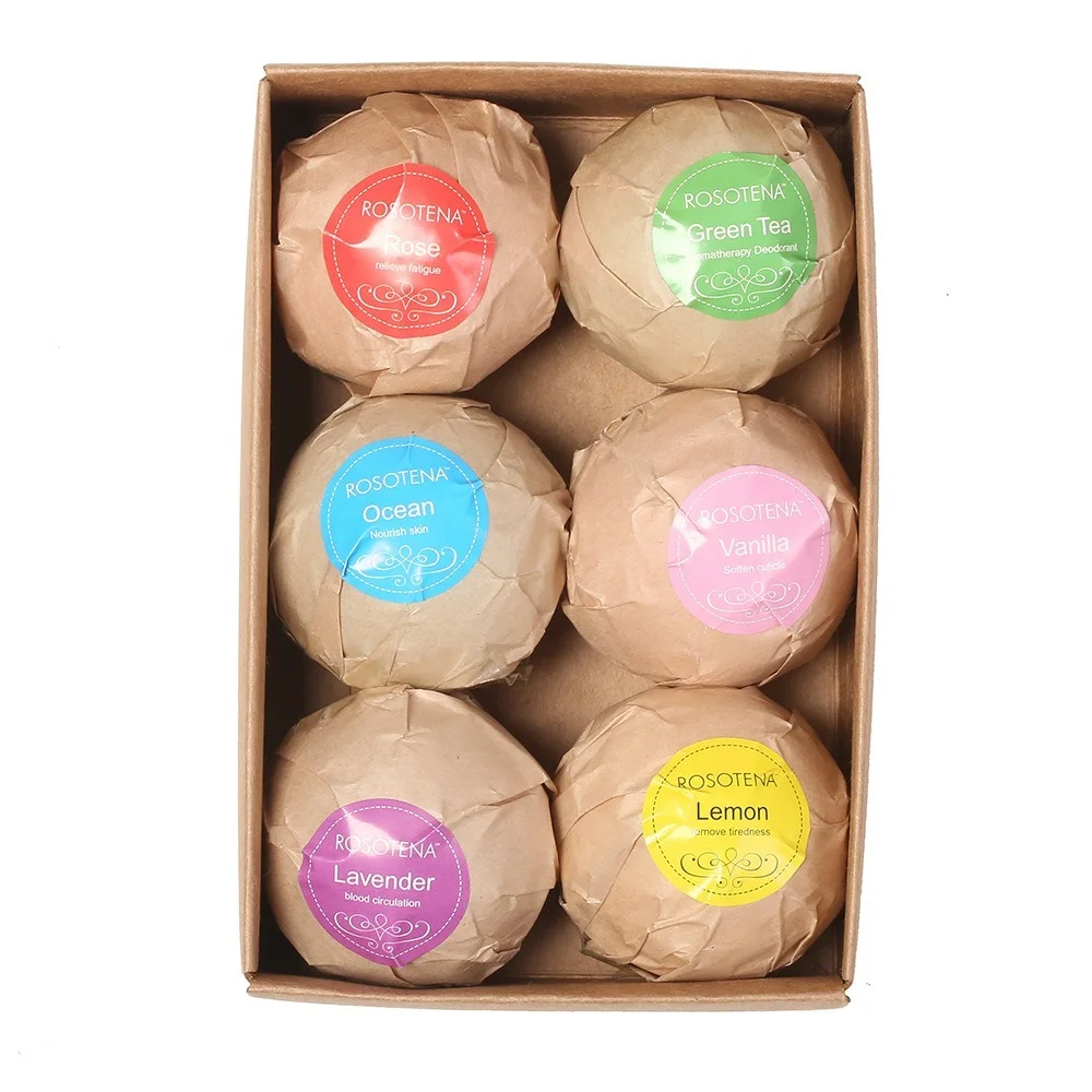 

Organic Handmade Private Labels Salt Ball Salt Ball Fizzy Fizzies Essential Oil Bath Bomb Gift Set with Box