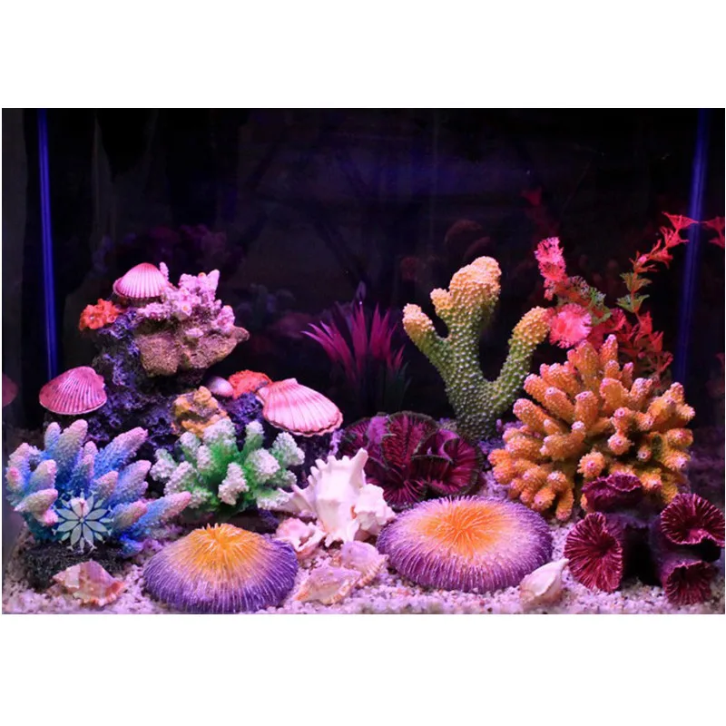 

New 12 Styles Artificial Aquarium Coral Decoration Rock Fish Tank Ornament Coral Reef Shell Stone Decoration Aquarium Background