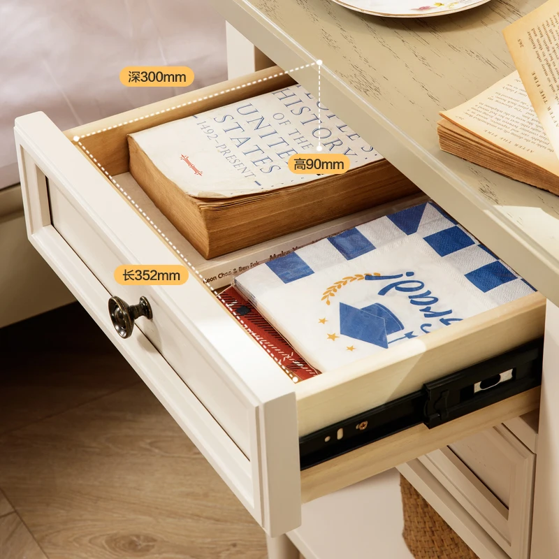 Американская прикроватная тумбочка из цельного дерева яйцо молоко белый красный