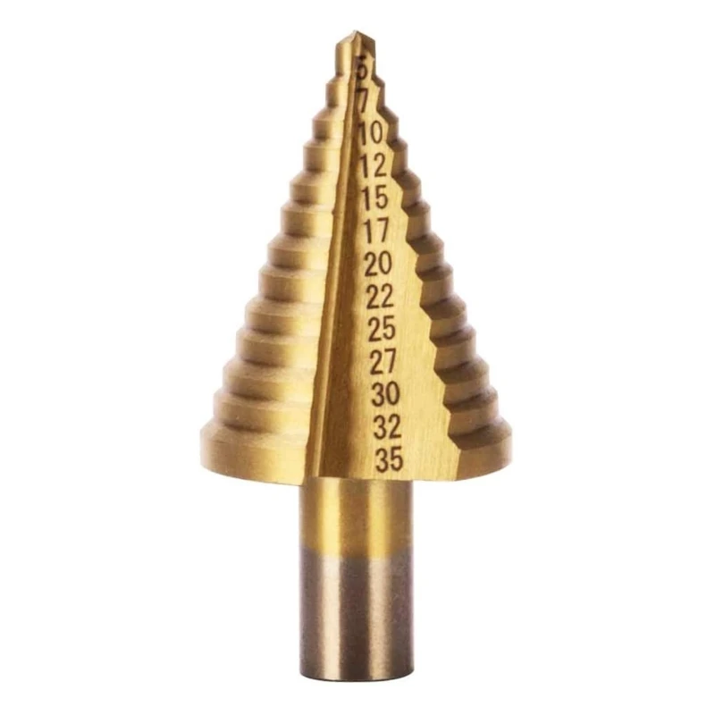 

5-35mm Metric HSS for TITANIUM Coated Step Drill Bit for Wood Metal Hole Drilling Round Shank Cutter Tool Dropship