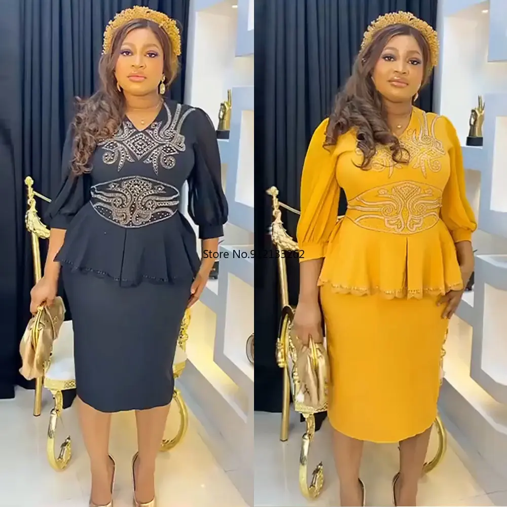 

African Dresses for Women Two Pieces Set Tops And Skirts Suits Dashiki Ankara Outfits Plus Size Turkey Wedding Party Dress 2022