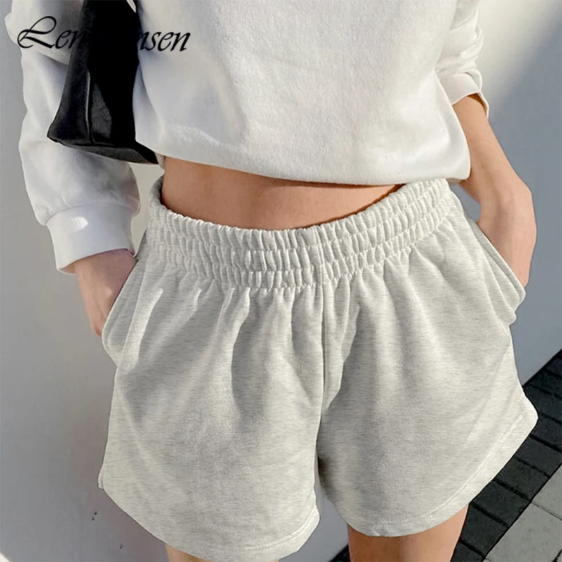 Lenmemsen Simple Loose Sport Shorts Women Summer Casual Solid High Waist  Elastic Pants Female Trendy Streetwear Wide Leg Shorts - купить по выгодной  цене | AliExpress