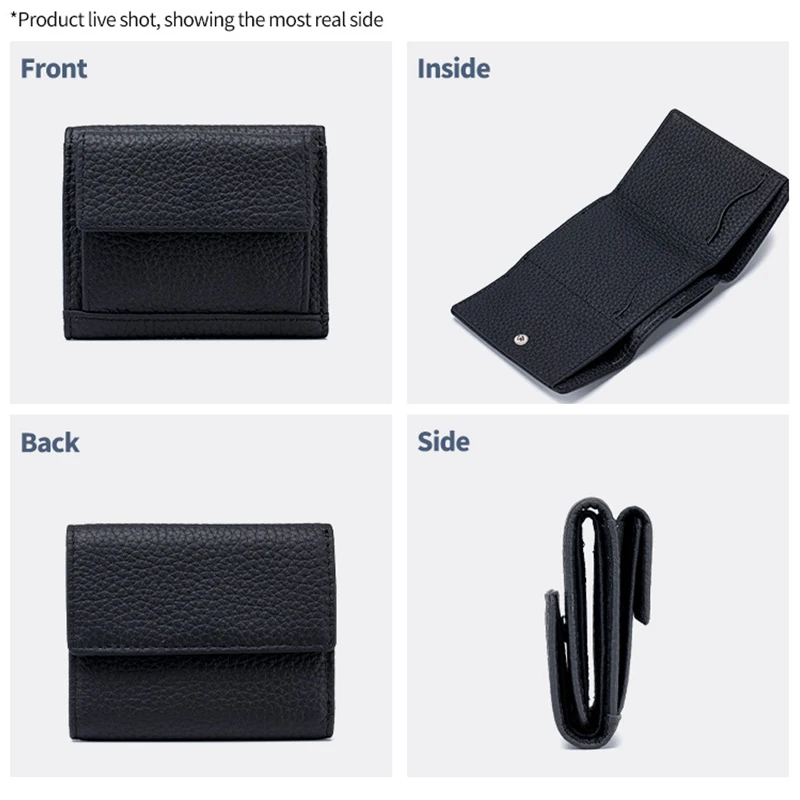 Fashion Brand Genuine Leather Women Short Wallet Functional Trifold Coin Purse Money Bags Female Chic Small Multi Card Holders
