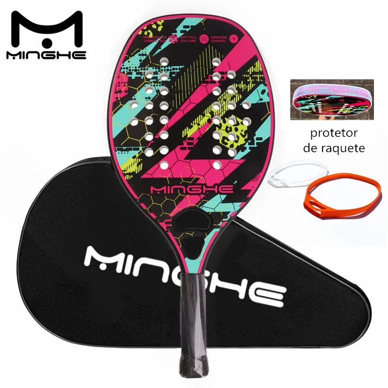 MINGH Beach Racket Carbon Fiber Beach Tennis Outdoor Sports Essential Rack Face Scrub Style