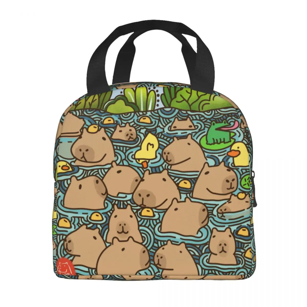 Изолированная сумка для обеда на заказ A Pond Full Of Capybara женщин портативный