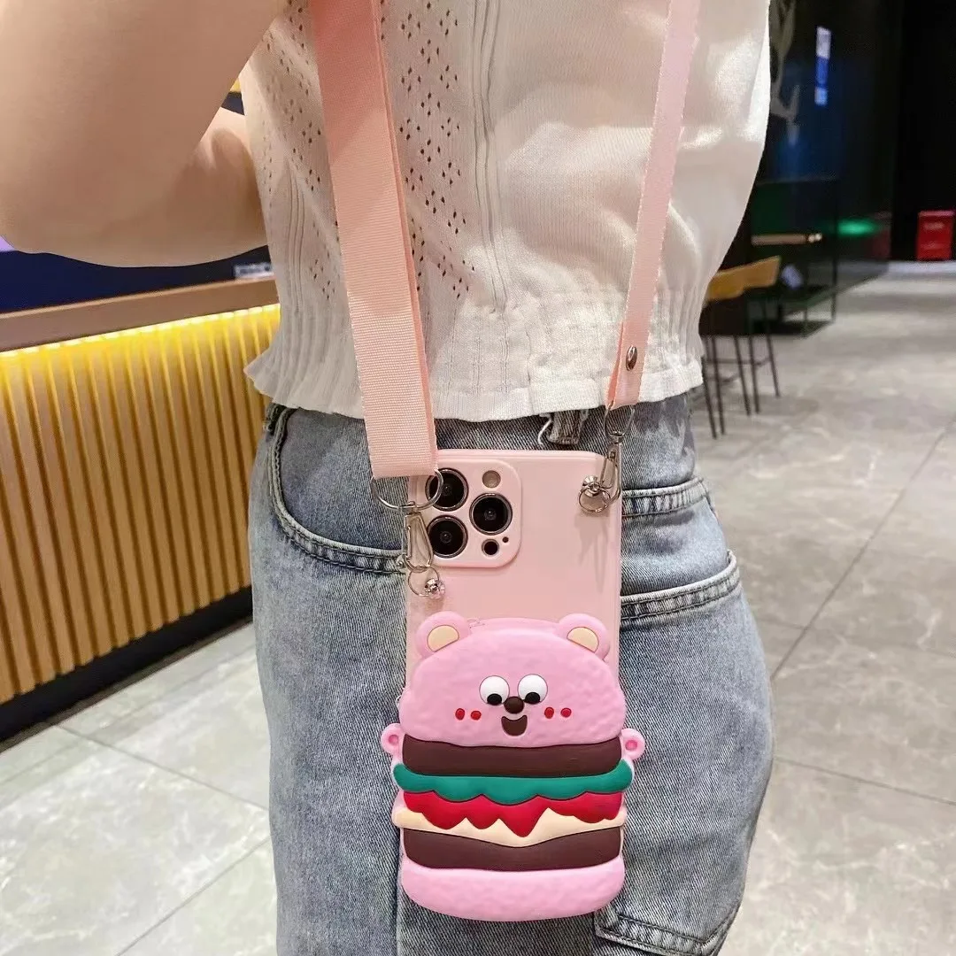 Мультяшный Кошелек для монет сумка чехол iPhone 15 13 14 11 12 Pro Max X XR XS 7 8 Plus SE 2 мягкий