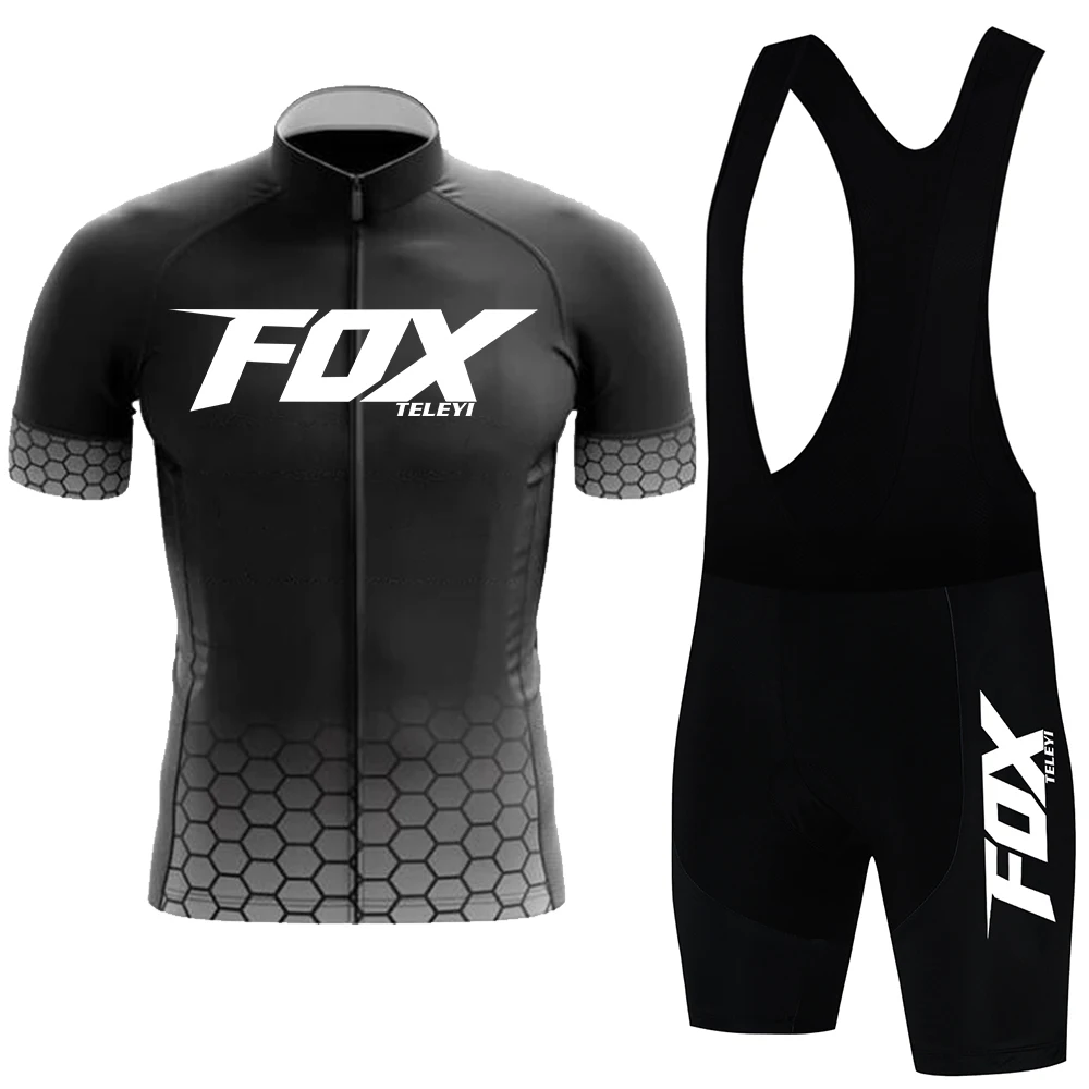 

2023 fox teleyi Men's Cycling Jersey Set Summer Anti-UV Cycling Bicycle Clothing Quick-Dry Mountain Bike Clothes Cycling Suit