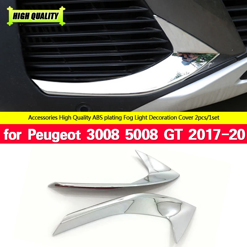 

Chrome Look Front Fog Lights Lamps Eyebrow Stripes Cover Trim For Peugeot 3008 5008 GT 2017 2018 2019 2020 Accessories