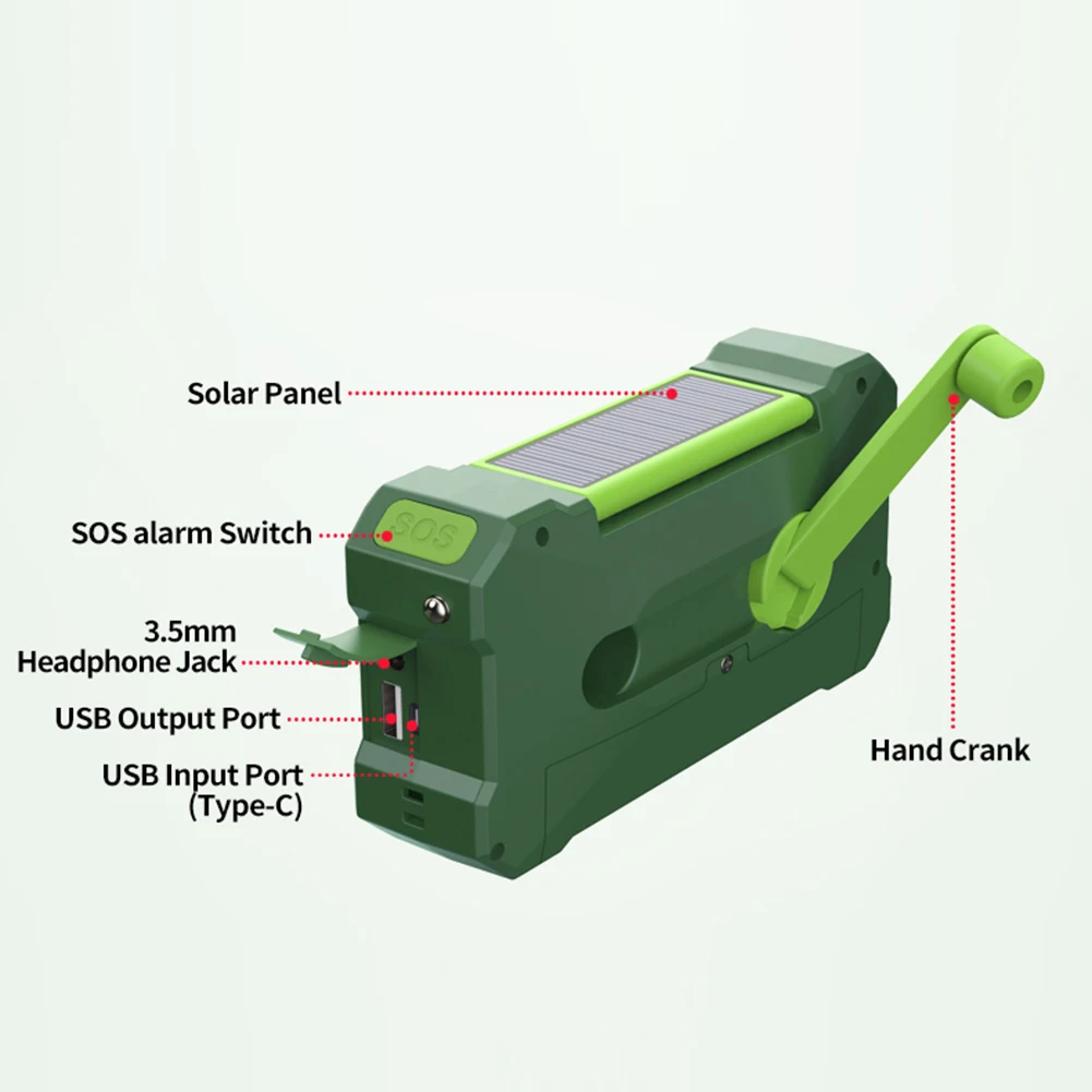 emergency radio 10000mah power bank rechargeable dual speaker stereo solar hand crank radio amfmnoaa with phone charger free global shipping