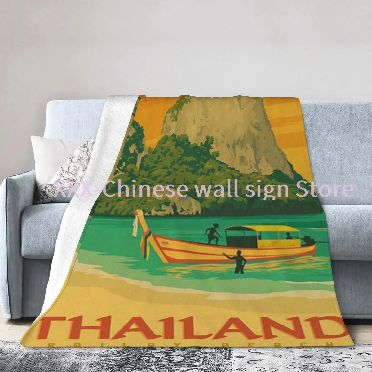 

travel city retro poster italy japan tahiti tahiti landscape high quality throw blanket bedding 3d printed soft micro fleece 3