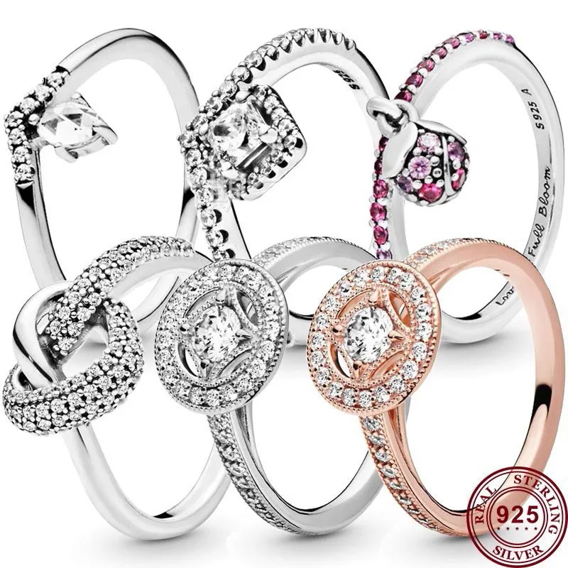 

Hot 925 Sterling Silver Shiny Love Exquisite Crown Women's Ring Wedding Gift High Quality Fashion Diy Charm Jewelry