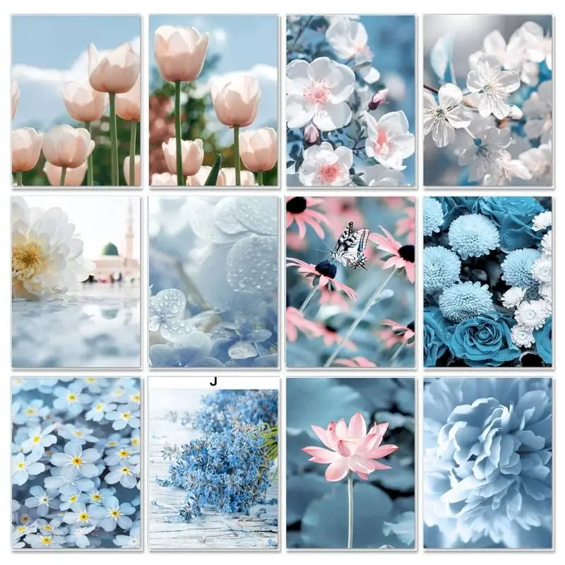 

GATYZTORY весенний синий цветок Рисование по номерам рисование на холсте искусство на стене акриловая краска по номерам настенные картины для р...