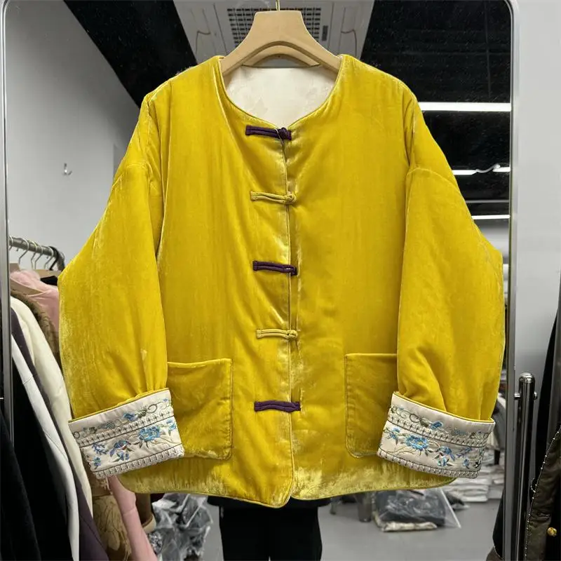 Двустороннее бархатное пальто на хлопковой подкладке. Зимняя одежда 2024. Новая