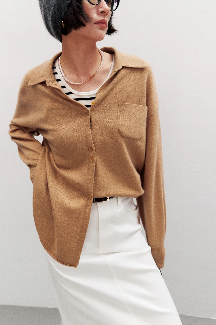 Замечательная усовершенствованная вязаная рубашка Gao Zhi Tong Qin Lu из шерсти и