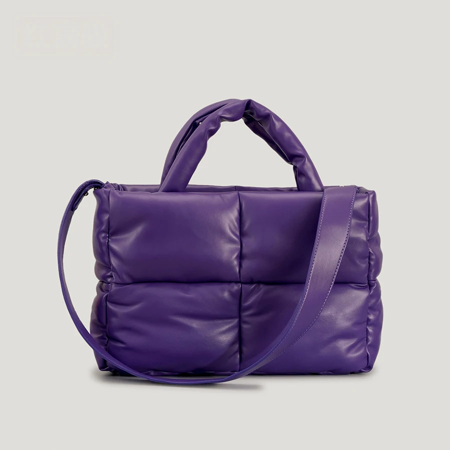 

Женская мягкая сумка с квадратной сеткой, наполненная хлопковой одеждой, простая маленькая квадратная клетчатая осенне-зимняя сумка на одно плечо