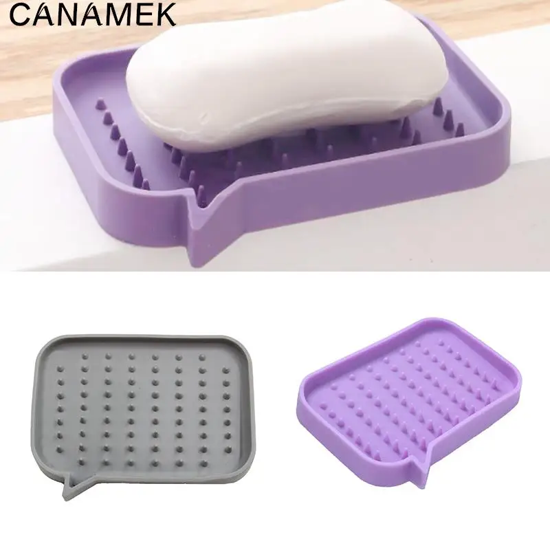 

Silicone Soap Dish With Hole Soap Holder Non-slip Drainage Storage Soap Dish Shower Tray Drainage Rack Bathroom Accessories