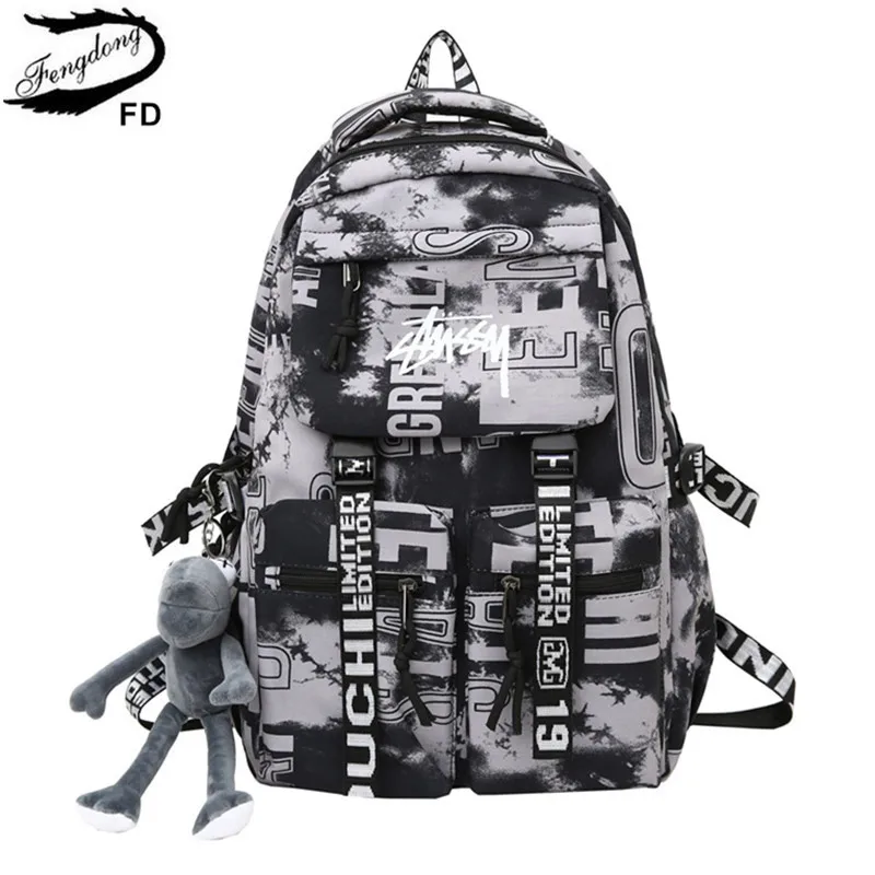 Fengdong fashion school backpack for teenage boys cool schoolbag waterproof lightweight travel backpack college large bookbag