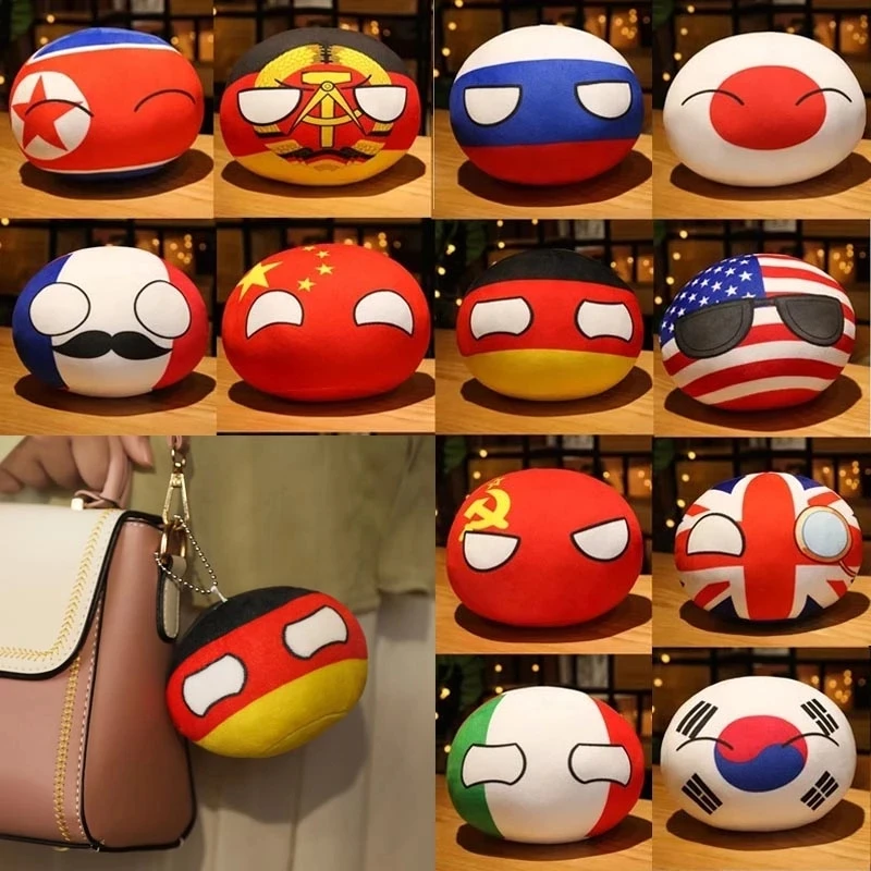 

10cm Polandball Plush Doll Countryball USSR USA FRANCE RUSSIA UK JAPAN GERMANY CANANDA ITALY Country Ball Toy Plush Pendant Gift