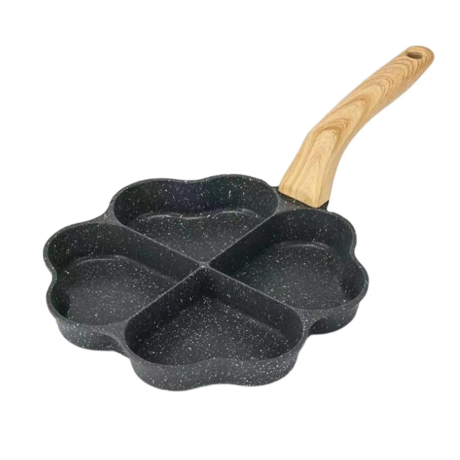 

Egg Frying Pan Section Divided Skillet Wood Handle Egg Skillet for Breakfast