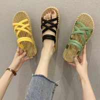 summer fashion trend womens sandals rubber soft roman style candy color lolita hottie beach thick soled sexy antislip slipper