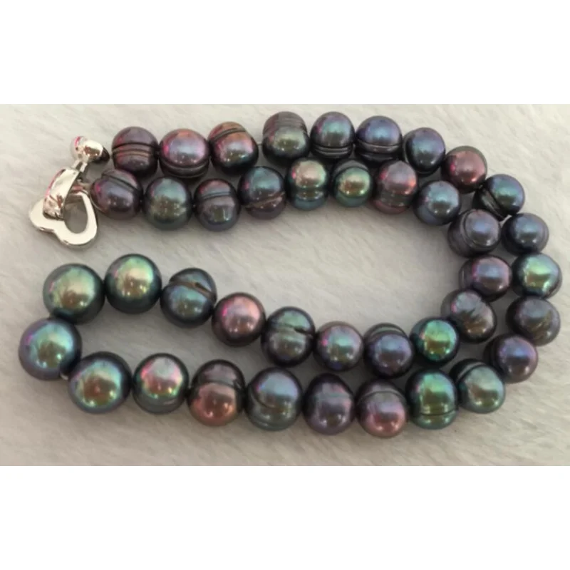 

Большой 9-10 мм Южно-морской барокко bla зеленый жемчуг nelace 18 дюймов 925s