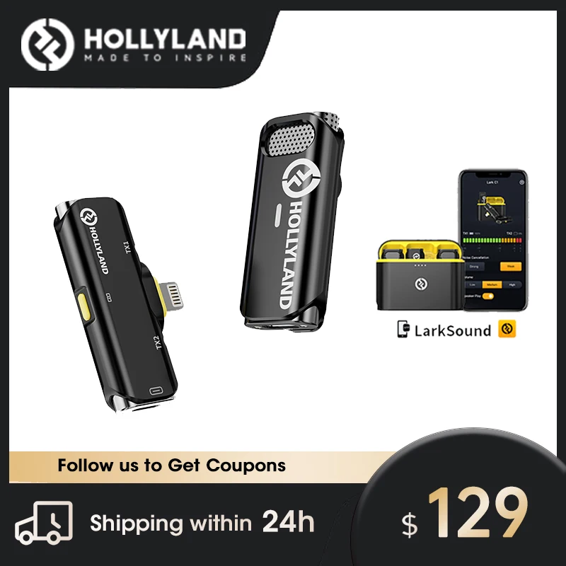 Hollyland Lark C1 беспроводной лацкановый микрофон 11,5g 8h 650ft MFI для iPhone 14 Pro max Samsung S22 Xiaomi Vloging прямая трансляция