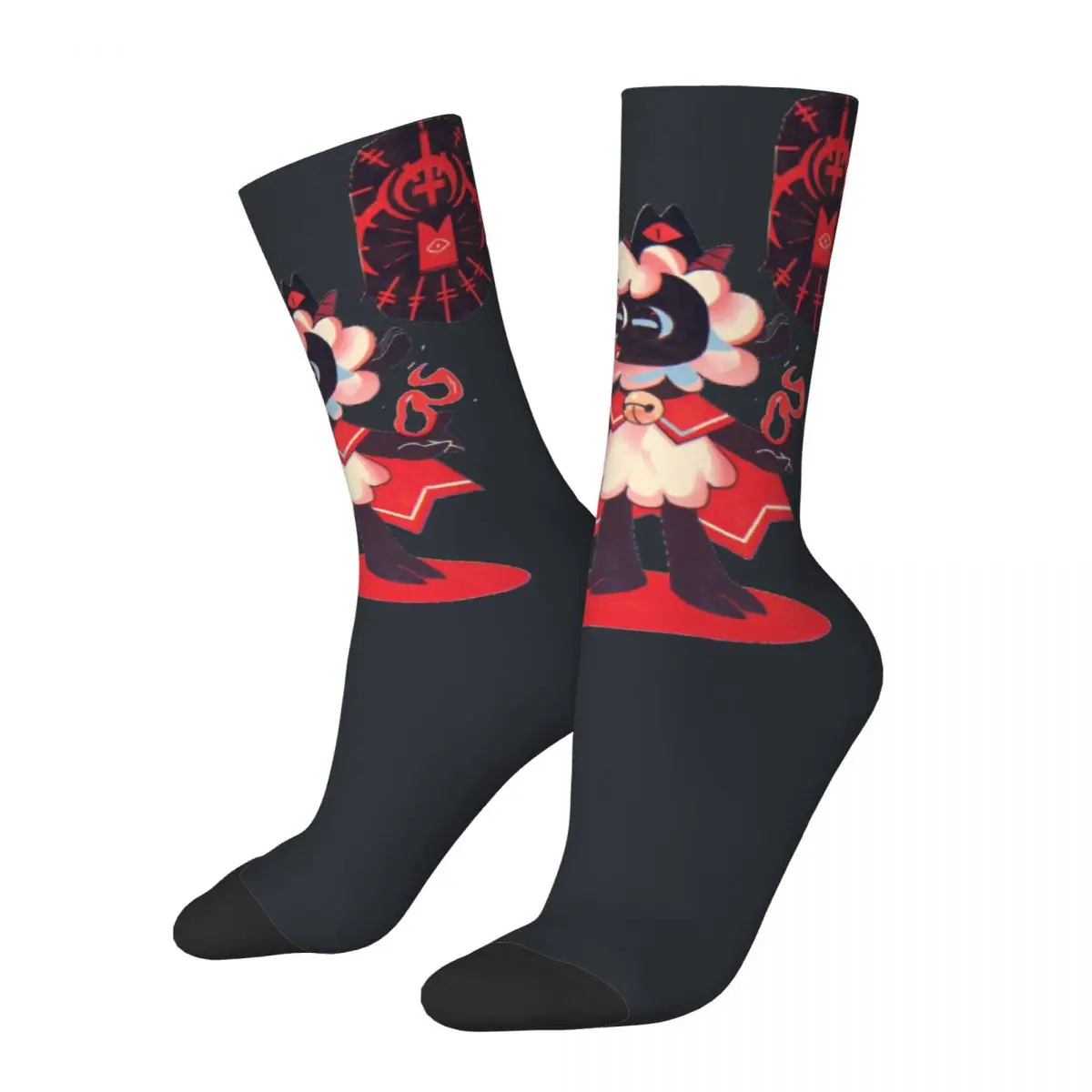 

Funny Crazy compression Sock for Men Power Hip Hop Harajuku Cult of the Lamb Game Happy Quality Pattern Printed Boys Crew Sock