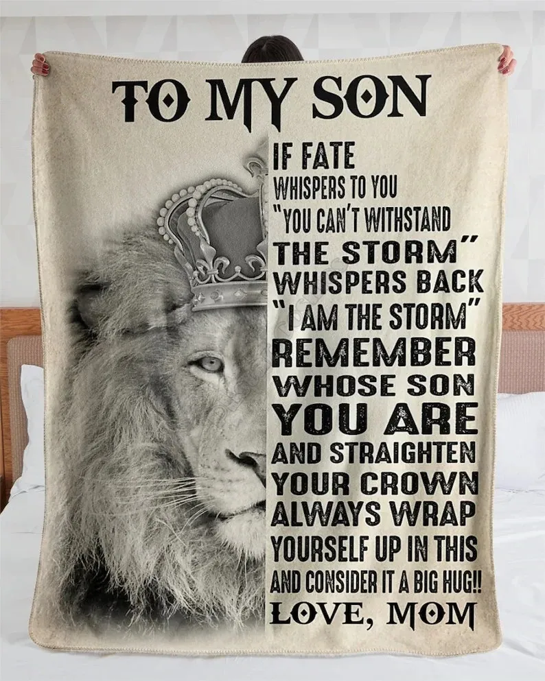 

To My Son Big Hug From Mom Personalized Flannel Blanket 3D Printed Blanket Kids Adult Soft Bed Cover Sheet Plush Blanket