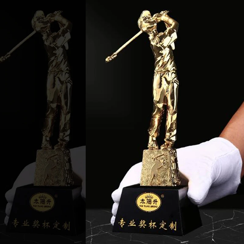 Индивидуальный трофей для гольфа с гравировкой кристалла позолоченная смола